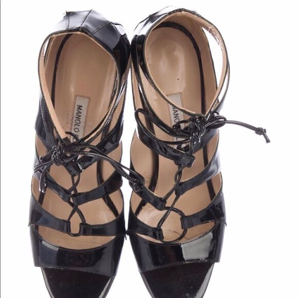 Monaco Blank Patent Leather Mulitistrap Sandals - Picture 3 of 5